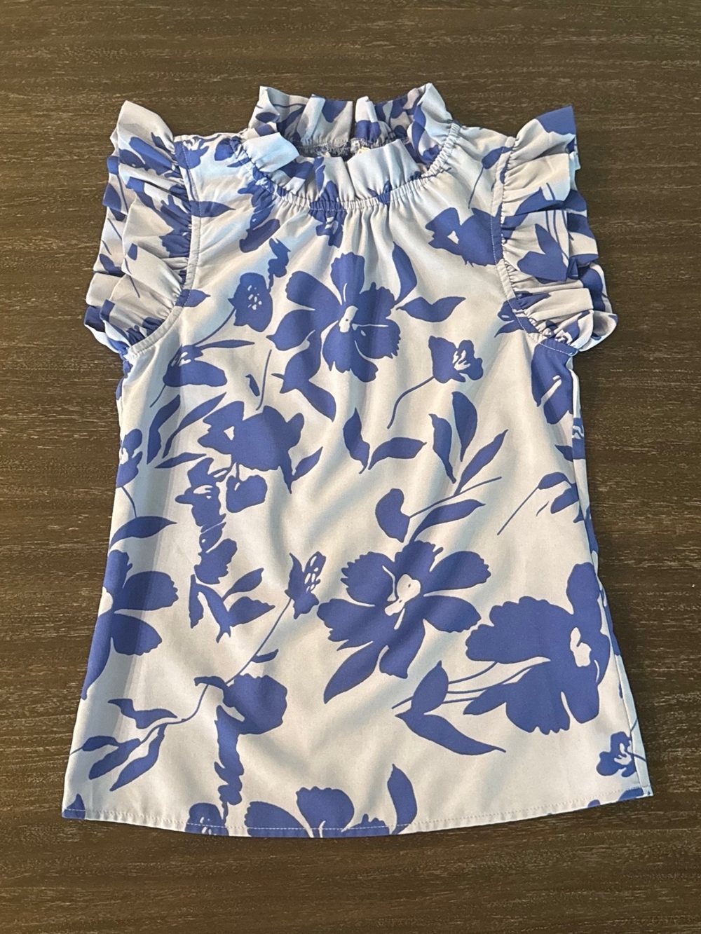 Shop The Mint Girls Small White & Blue Print Sleeveless Top